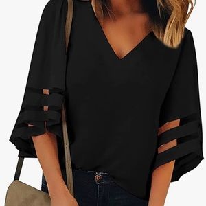 Black Wide Sleeve Blouse